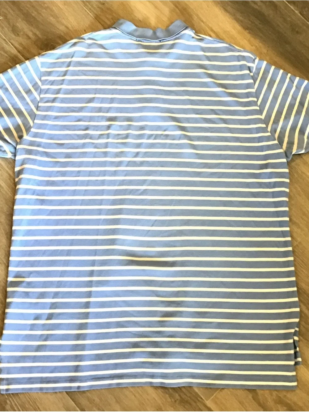 Ralph Lauren Light Blue & White Striped Polo with Orange Pony